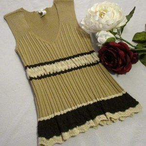 XOXO TAN BROWN CREAM SEXY SLEEVELESS KNIT TOP – JUNIORS LARGE – WOMENS S/M